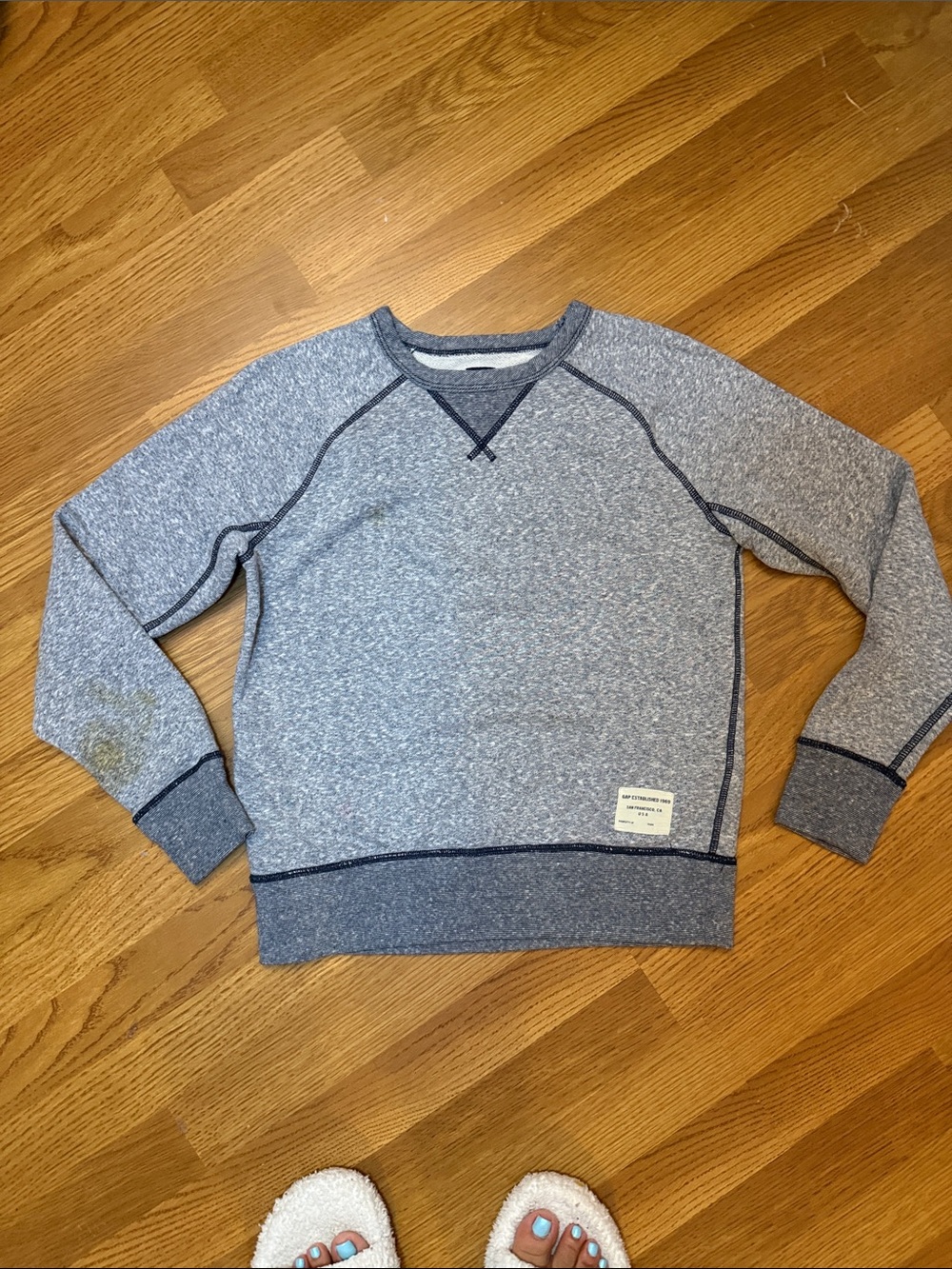GAP Heather Gray Crewneck Sweatshirt with Dark Trim